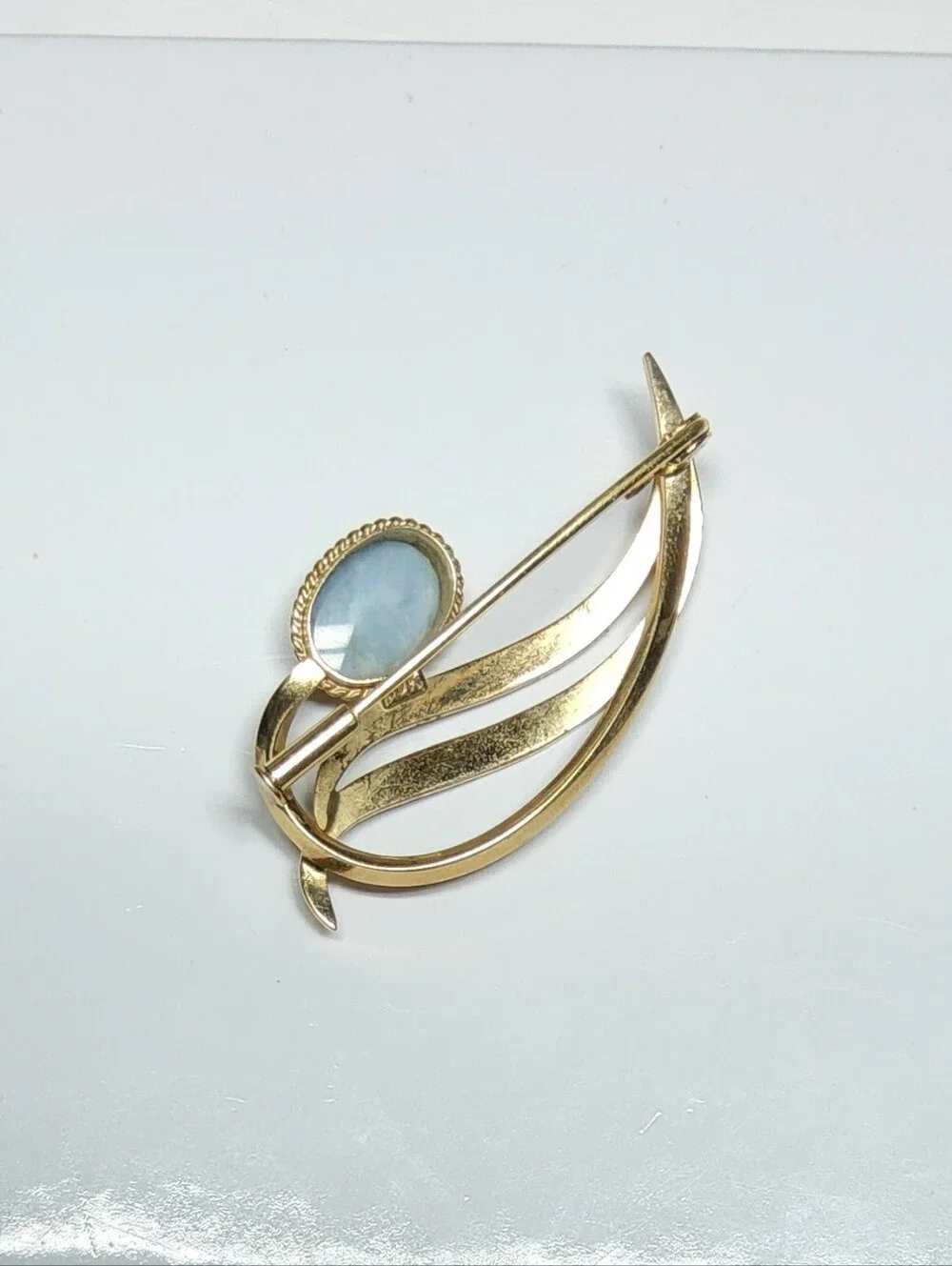 Vintage 10K Solid Yellow Gold Semi-Black Opal Dual-Textured